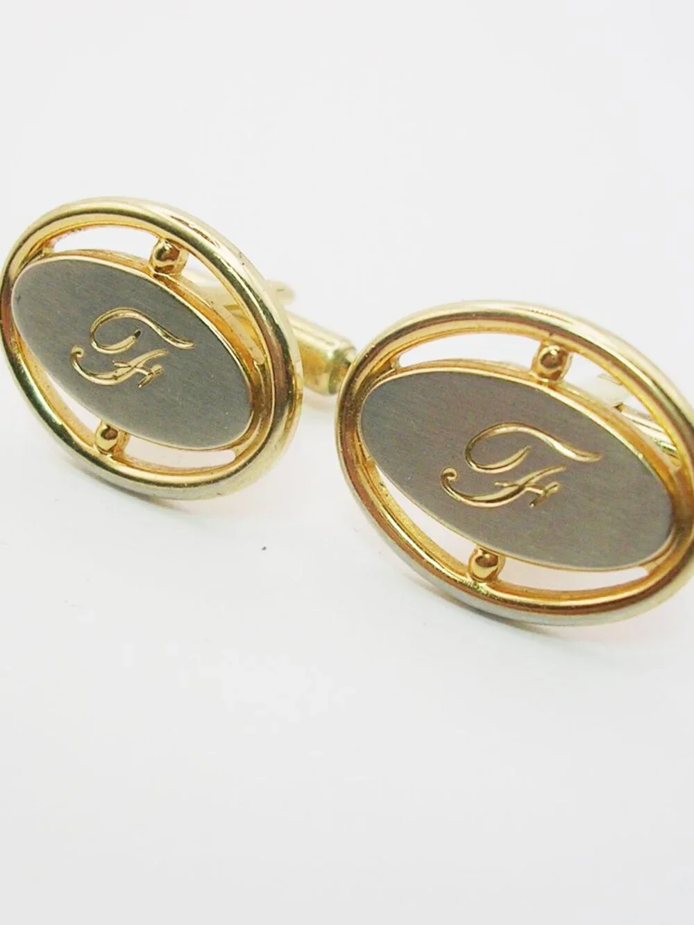 Initial F Cufflinks vintage cursive Letter classic Men's Formal Suit Accessory